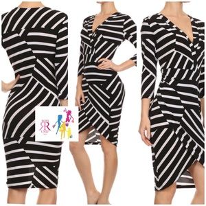 Striped Out Low Cut Dress